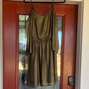 Skies Are Blue Metallic Gold Mini Dress
